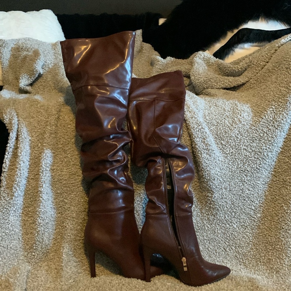 Brown over knee boots